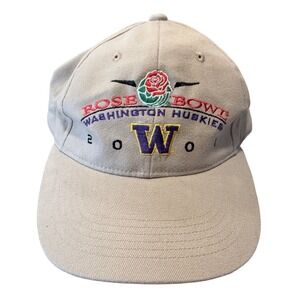Vintage Headmaster Washington Huskies 2001 Rose Bowl Hat Tan Cotton Strapback